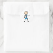 Jongen Blauw Uniform Voetbal Ronde Sticker (Tas)
