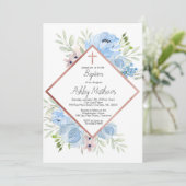 jongen blauwe baptisme uitnodiging , eerste medede (Staand voorkant)