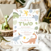 Jongen Blauwe Dinosaurus 2e Verjaardag Kaart