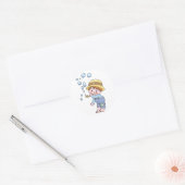 Jongen Blowing Bubbles Ronde Sticker (Envelop)
