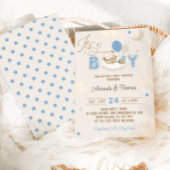 Jongen Blue Beer Baby shower Kaart