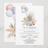 Jongen Blue Boho Teddy Bear Bearly Wait Baby showe Kaart (Voorkant / Achterkant)