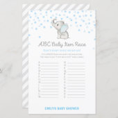 Jongen Blue Elephant Baby shower Game PRINED (Voorkant / Achterkant)