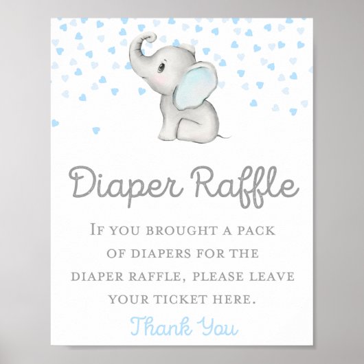 Jongen Blue Elephant Baby shower Sign. Poster (Voorkant)