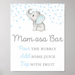 Jongen Blue Elephant Baby shower Sign. Poster