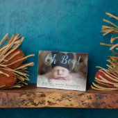 Jongen! Blue Modern Script New Baby Boy Keepomwill Fotoplaat (Zijkant)