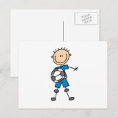 Jongen Blue Uniform Stick Figuur Soccer Player Gif Briefkaart (Voorkant / Achterkant)