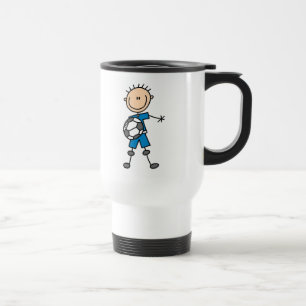 Jongen Blue Uniform Stick Figuur Soccer Player Gif Reisbeker