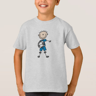 Jongen Blue Uniform Stick Figuur Soccer Player Gif T-shirt