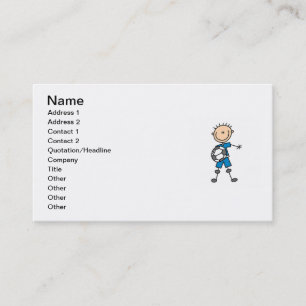 Jongen Blue Uniform Stick Figuur Soccer Player Gif Visitekaartje