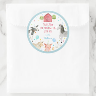 Jongen Boerderij Animal Barnyard Birthday Ronde Sticker