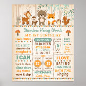 Jongen Bos Verjaardag Geboorte Statistieken 1e Ver Poster (Voorkant)