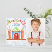 Jongen Bounce Verjaardag Foto uitnodiging (Staand voorkant)