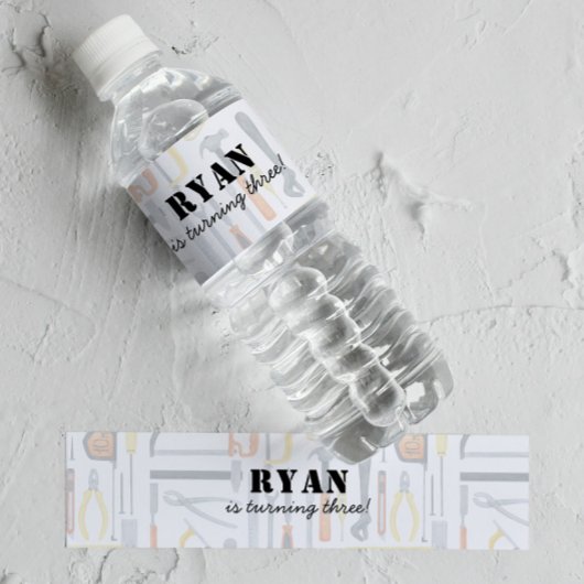 Jongen Bouwer Verjaardag Waterfles Etiket