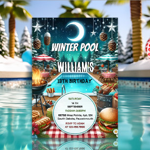 jongen bruh Barbeque Winter Pool Party 13e verjaar Kaart
