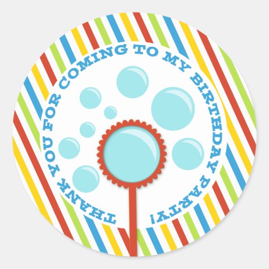 Jongen Bubble Feest Bedankt Sticker (Voorkant)