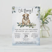 Jongen! Bulldog Puppy Modern Waterverf Baby Kaart (Staand voorkant)