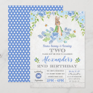 Jongen Bunny 2e verjaardag Garden Blue Floral Kaart
