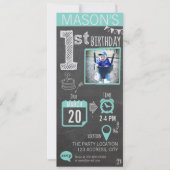 Jongen Chalkboard 1st Birthday Uitnodiging (Voorkant)