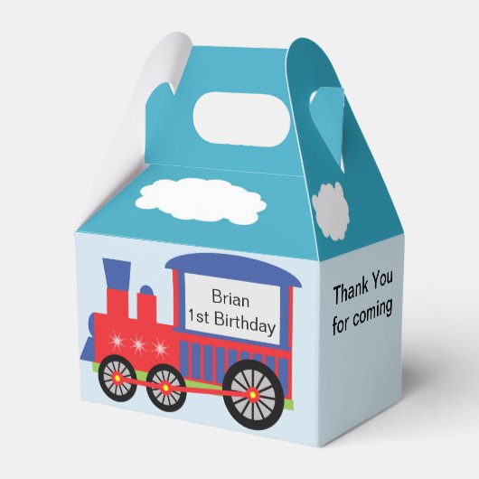 Jongen Choo Choo trein verjaardag Bedankdoosjes (Voorkant Zijde)