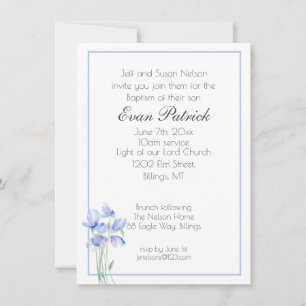 Jongen Christening Baptism Blue Wildflower Aankondiging