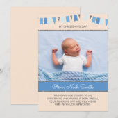 Jongen Christening/Baptisme Hartelijk dank Bedankkaart (Voorkant / Achterkant)