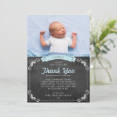 Jongen Christening/Baptisme Hartelijk dank Bedankkaart (Staand voorkant)