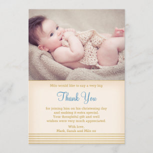 Jongen Christening/Baptisme Hartelijk dank Bedankkaart