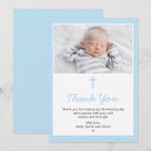 Jongen Christening/Baptisme Hartelijk dank Bedankkaart (Voorkant / Achterkant)