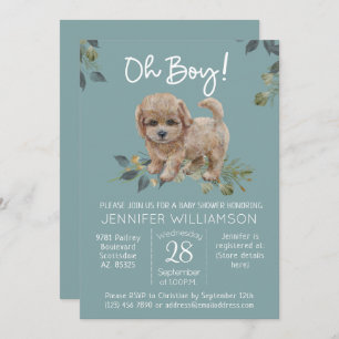 Jongen! Cute Dog Baby shower Labradoodle Kaart