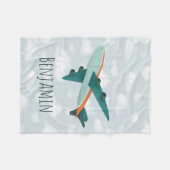 Jongen Cute en Modern Blue Airplane Kinder Fleece Deken (Voorkant (Horizontaal))