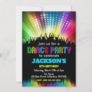 Jongen Dance Party Verjaardag Uitnodiging