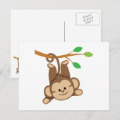 Jongen die aap zwaaien briefkaart (Voorkant / Achterkant)