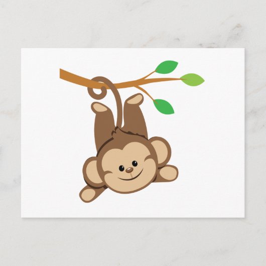Jongen die aap zwaaien briefkaart (Voorkant)