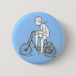 Jongen die Antiek fietsen Ronde Button 5,7 Cm