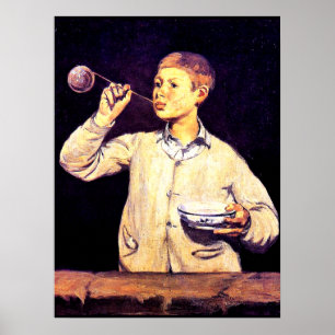 Jongen die bellen blaast, schilderij van Edouard M Poster