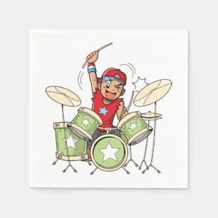 Jongen die drums speelt Papieren servetten