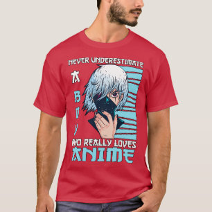 Jongen die echt houdt van merch cosplay otaku gesc t-shirt