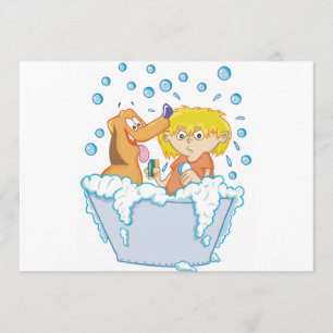 Jongen die een hond uitnodigen kaart