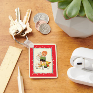  jongen die een Keuter met Racing Puppies houdt Sleutelhanger