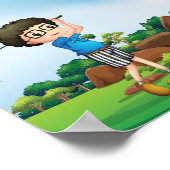 Jongen die Golf spelen Poster (Hoek)