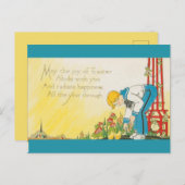  jongen die kippen eten Pasen Briefkaart (Voorkant / Achterkant)