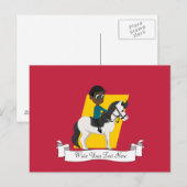 Jongen die met een paardencartoon rijden briefkaart (Voorkant / Achterkant)