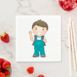 Jongen die naar school gaat servet