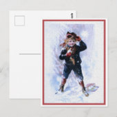  jongen die sneeuwballen speelt briefkaart (Voorkant / Achterkant)