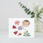 Jongen die T-shirts en cadeautjes zwemmen Briefkaart (Staand voorkant)