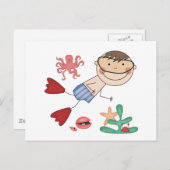 Jongen die T-shirts en cadeautjes zwemmen Briefkaart (Voorkant / Achterkant)