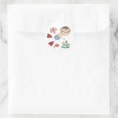 Jongen die T-shirts en cadeautjes zwemmen Ronde Sticker (Tas)