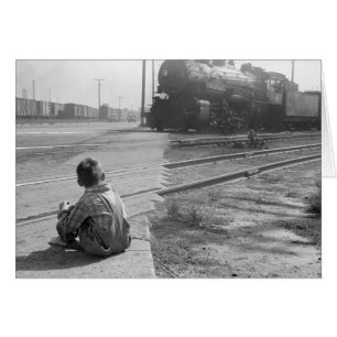 Jongen die treinen kijkt, 1939
