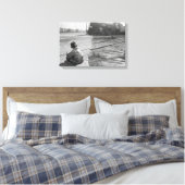 Jongen die treinen kijkt, 1939 canvas afdruk (Insitu (Slaapkamer))